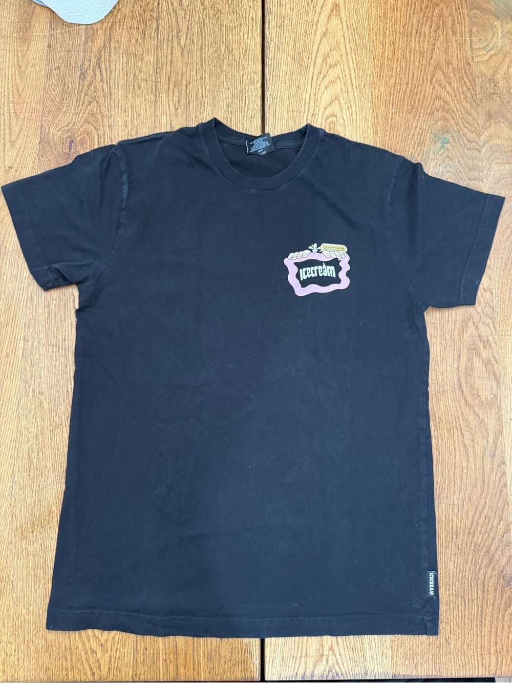Icecream Black Short-Sleeve Tee with Pink Logo